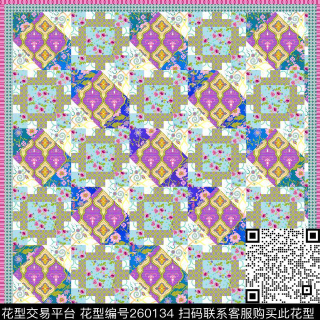 小碎花几何方巾传统印花华亿平台下载（图片编号: 260134） - 瓦栏（Walan）