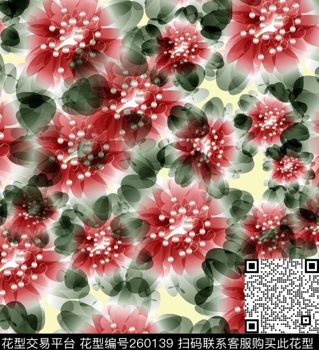 花卉梦幻柔美数码印花华亿平台下载（图片编号: 260139） - 瓦栏（Walan）