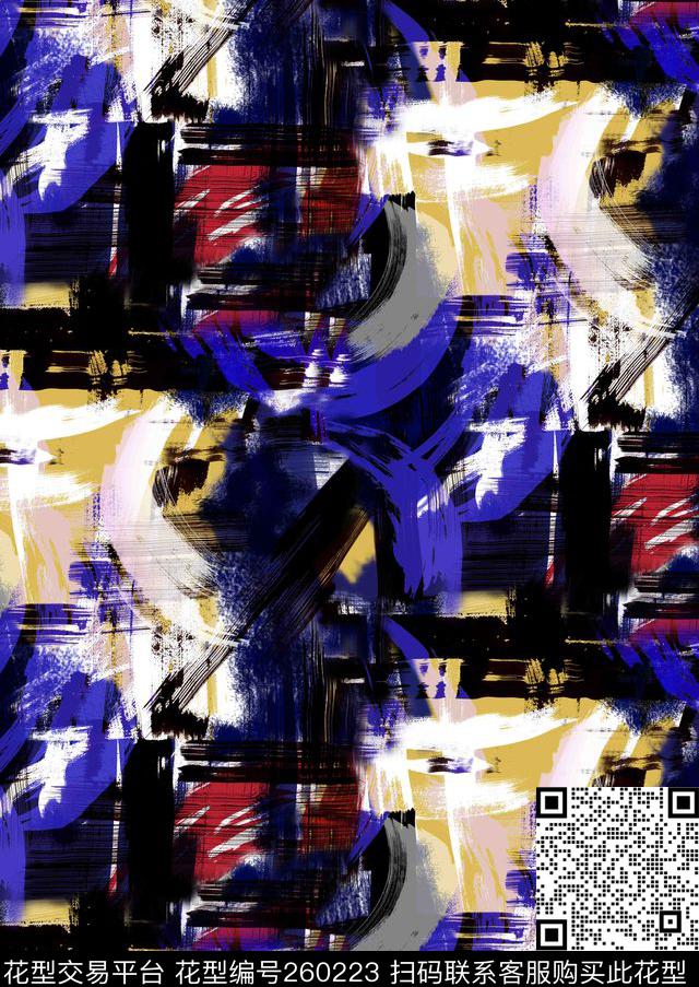 抽象涂鸦深沉数码印花华亿平台下载（图片编号: 260223） - 瓦栏（Walan）
