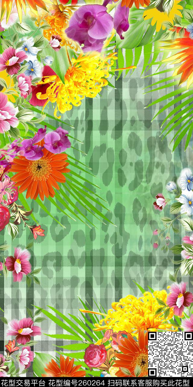 花卉定位热带数码印花华亿平台下载（图片编号: 260264） - 瓦栏（Walan）