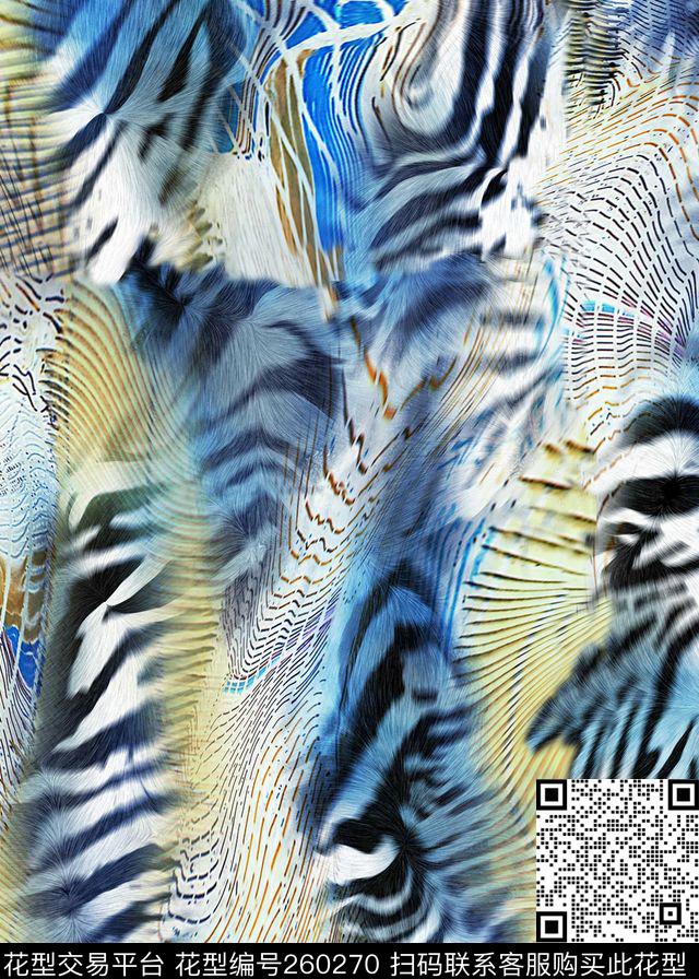 抽象斑马纹肌理数码印花华亿平台下载（图片编号: 260270） - 瓦栏（Walan）