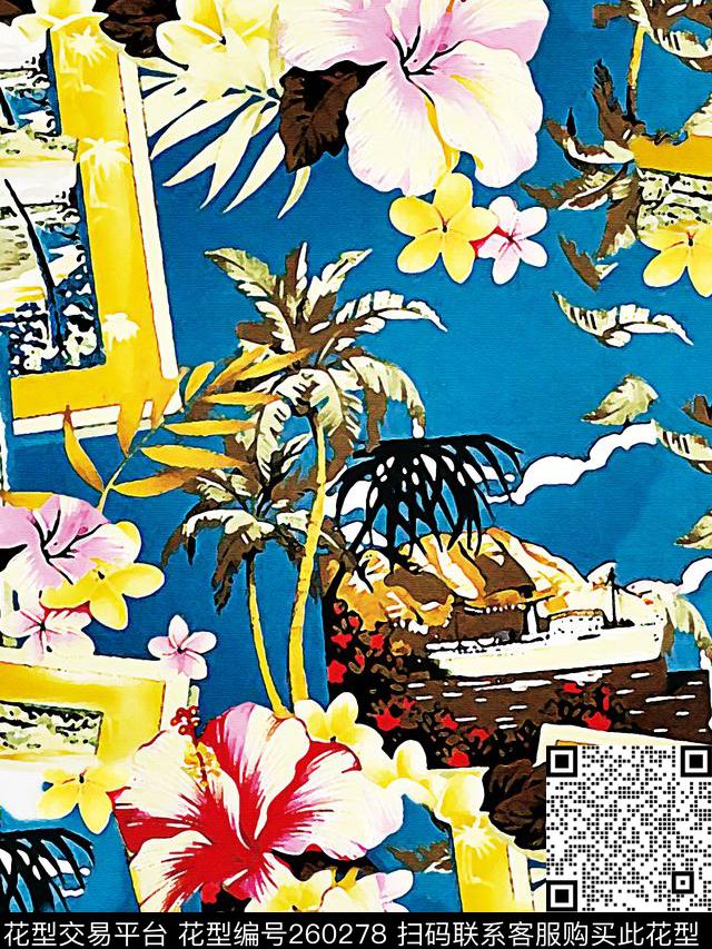 花卉热带度假传统印花华亿平台下载（图片编号: 260278） - 瓦栏（Walan）