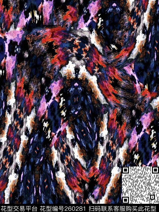 动物纹抽象野性数码印花华亿平台下载（图片编号: 260281） - 瓦栏（Walan）