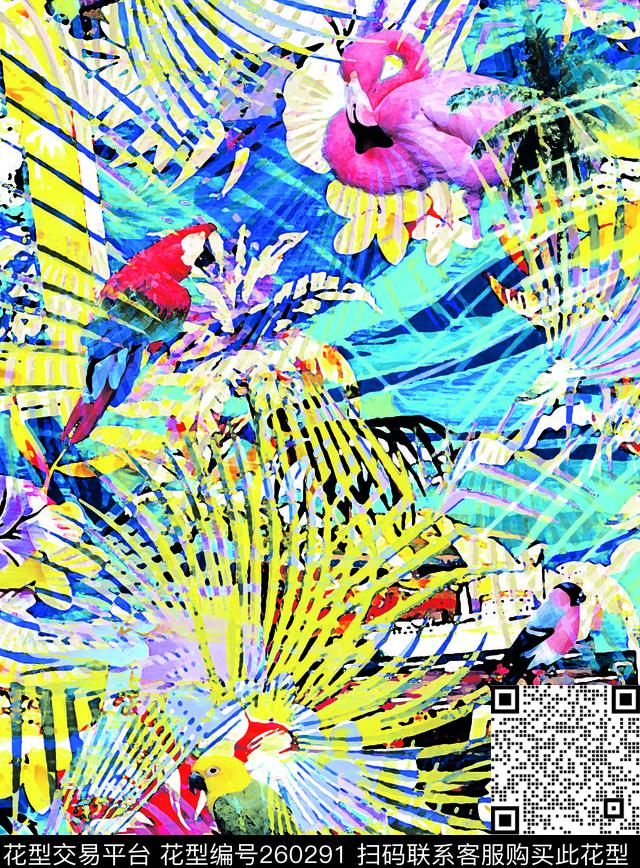 植物动物热带数码印花华亿平台下载（图片编号: 260291） - 瓦栏（Walan）