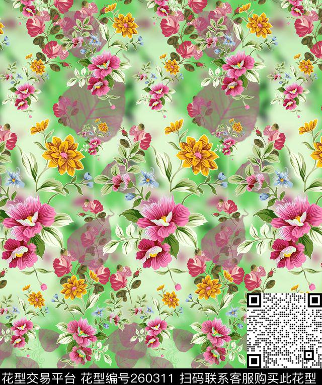 纹样欧式渐变数码印花华亿平台下载（图片编号: 260311） - 瓦栏（Walan）