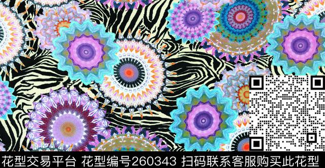 斑马纹几何组合数码印花华亿平台下载（图片编号: 260343） - 瓦栏（Walan）