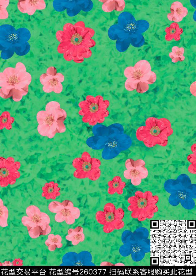 数码循环花花朵青草数码印花华亿平台下载（图片编号: 260377） - 瓦栏（Walan）