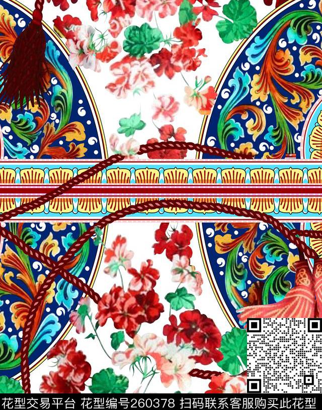 花卉欧式经典数码印花华亿平台下载（图片编号: 260378） - 瓦栏（Walan）