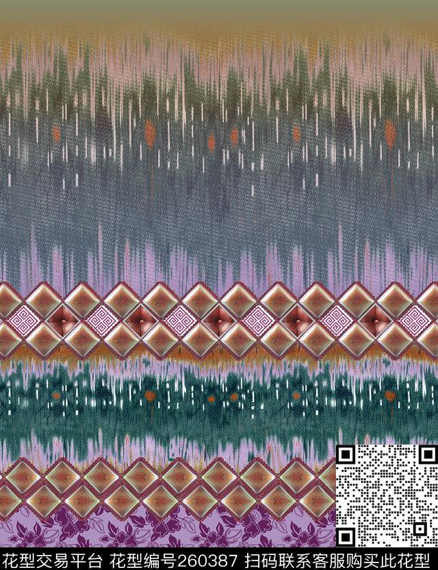 定位几何抽象数码印花华亿平台下载（图片编号: 260387） - 瓦栏（Walan）