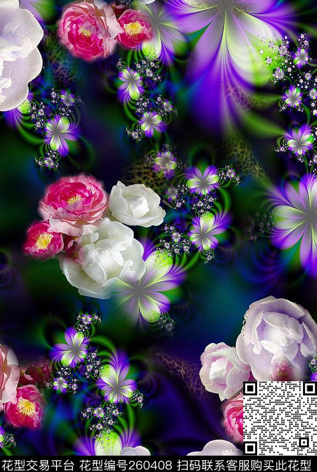 花卉数码印花华亿平台下载（图片编号: 260408） - 瓦栏（Walan）