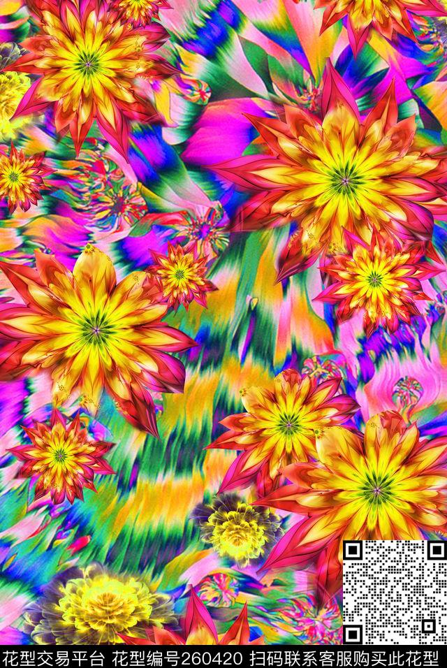 花卉数码印花华亿平台下载（图片编号: 260420） - 瓦栏（Walan）