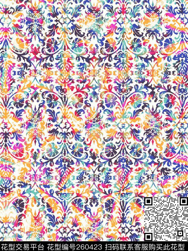 花纹渐变。炫彩梦幻数码印花华亿平台下载（图片编号: 260423） - 瓦栏（Walan）