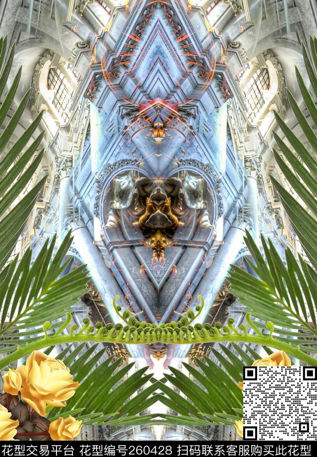 定位花卉宫廷数码印花华亿平台下载（图片编号: 260428） - 瓦栏（Walan）