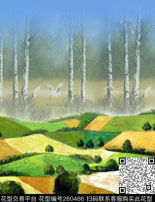 定位风景田园数码印花华亿平台下载（图片编号: 260486） - 瓦栏（Walan）