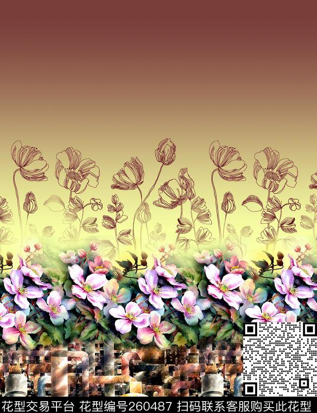 定位花卉格子数码印花华亿平台下载（图片编号: 260487） - 瓦栏（Walan）