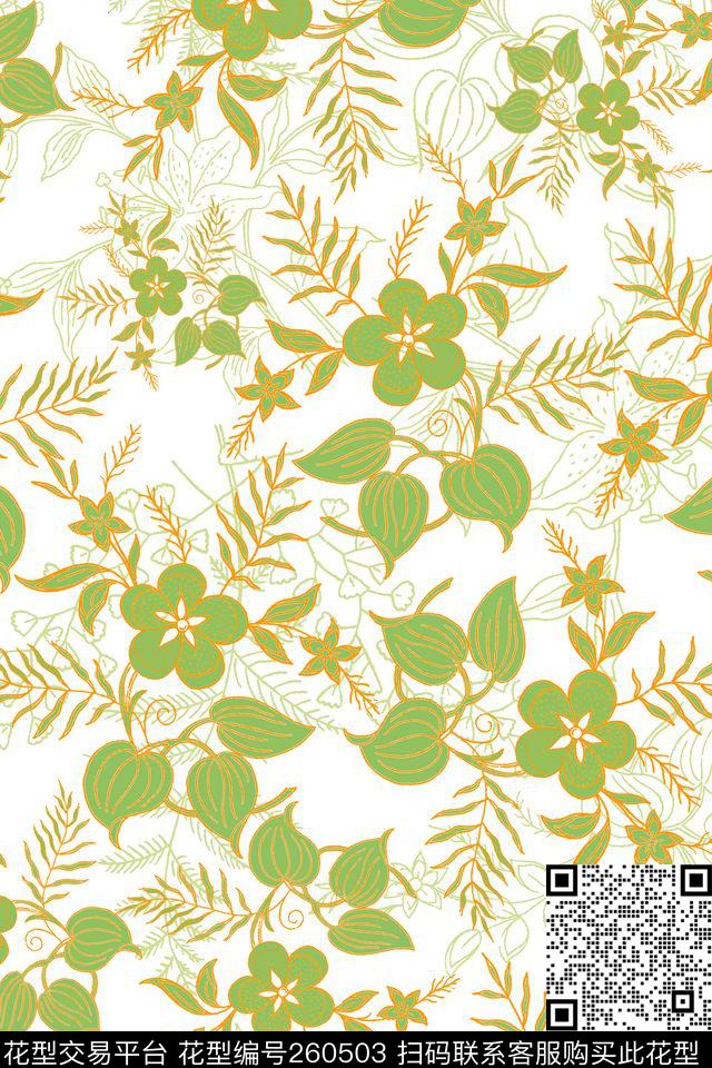 花卉清新淡雅传统印花华亿平台下载（图片编号: 260503） - 瓦栏（Walan）