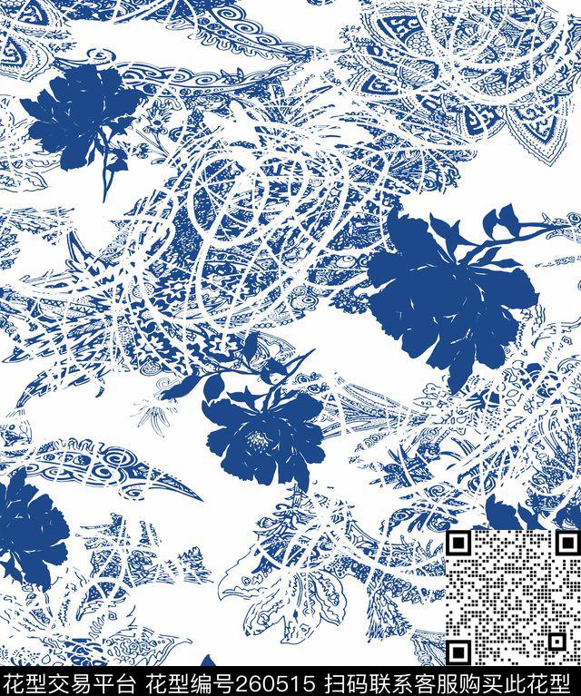 花卉简约肌理数码印花华亿平台下载（图片编号: 260515） - 瓦栏（Walan）