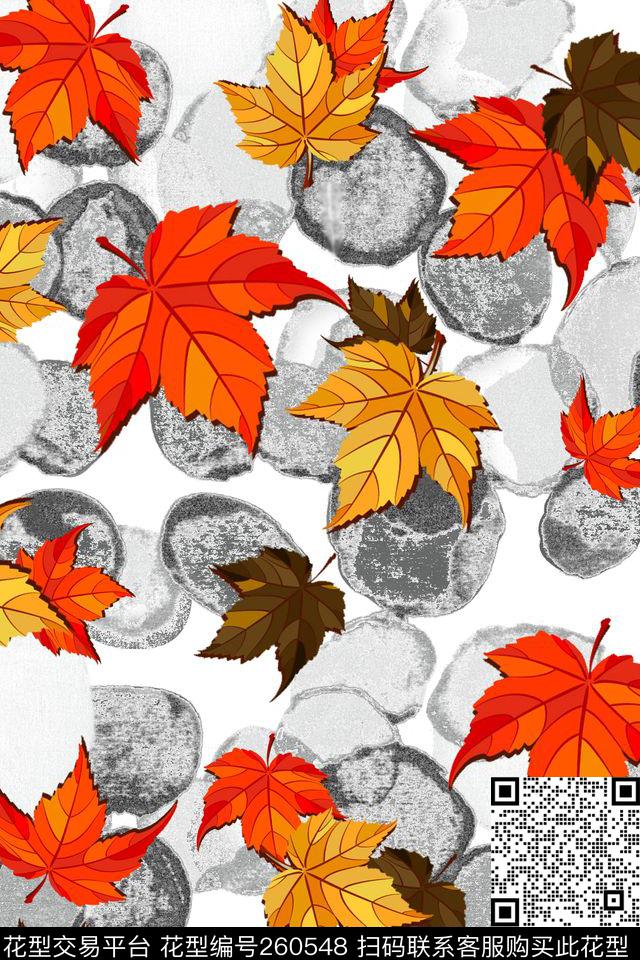 枫叶石头组合数码印花华亿平台下载（图片编号: 260548） - 瓦栏（Walan）