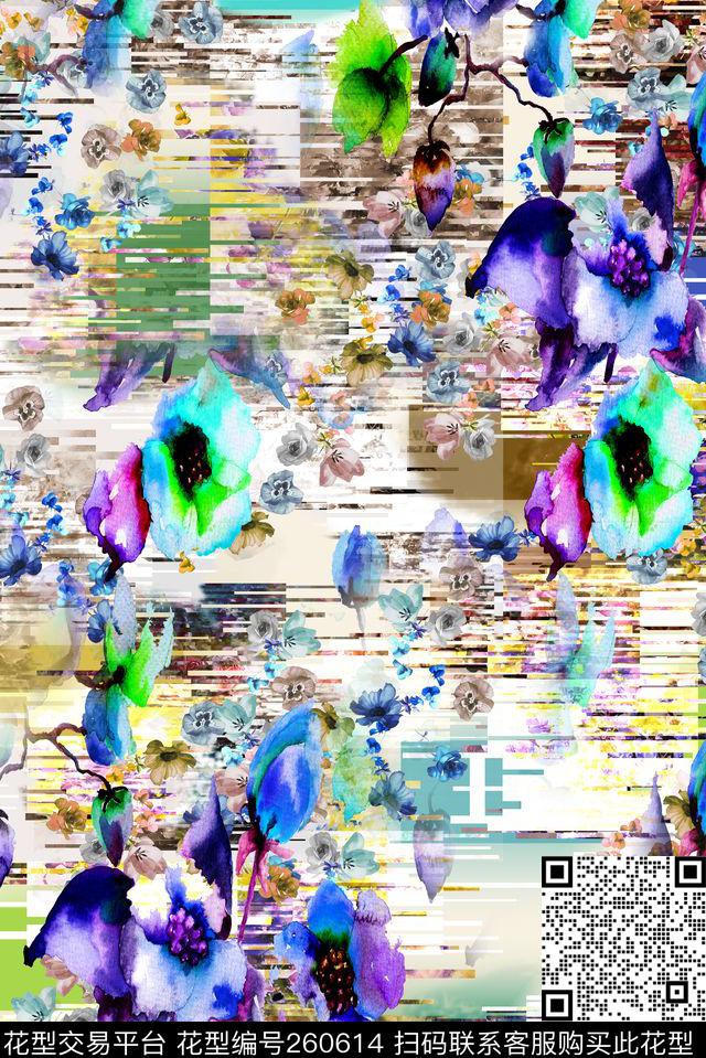 抽象斑驳几何数码印花华亿平台下载（图片编号: 260614） - 瓦栏（Walan）