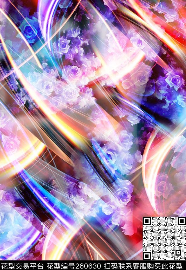 花卉光影梦幻数码印花华亿平台下载（图片编号: 260630） - 瓦栏（Walan）