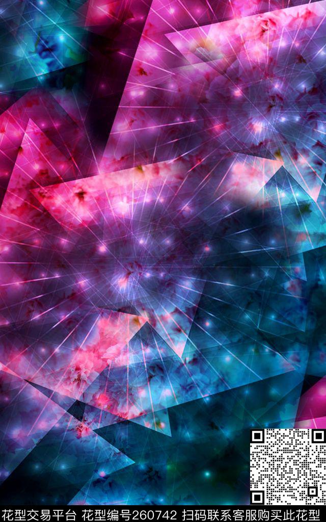 抽象幻彩时尚数码印花华亿平台下载（图片编号: 260742） - 瓦栏（Walan）