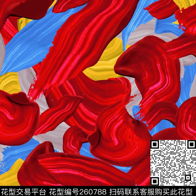 抽象油漆律动数码印花华亿平台下载（图片编号: 260788） - 瓦栏（Walan）