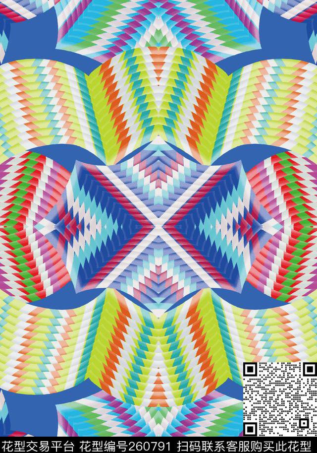 几何炫彩梦幻数码印花华亿平台下载（图片编号: 260791） - 瓦栏（Walan）