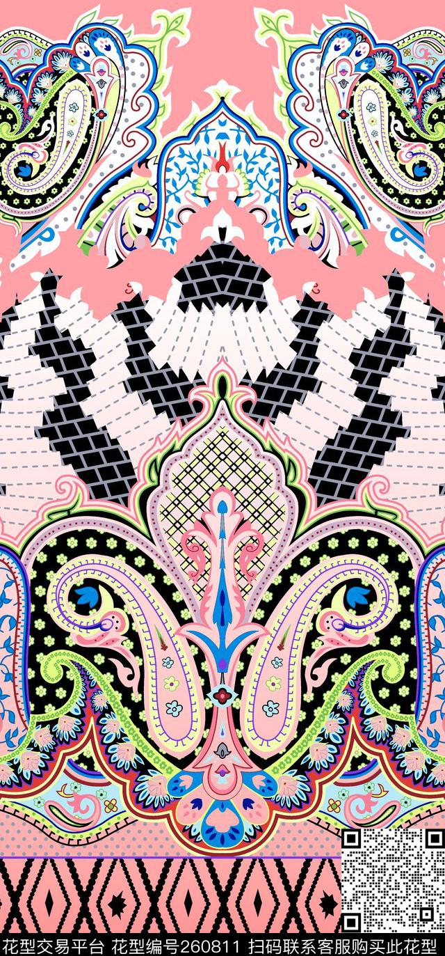 几何定位佩兹利数码印花华亿平台下载（图片编号: 260811） - 瓦栏（Walan）