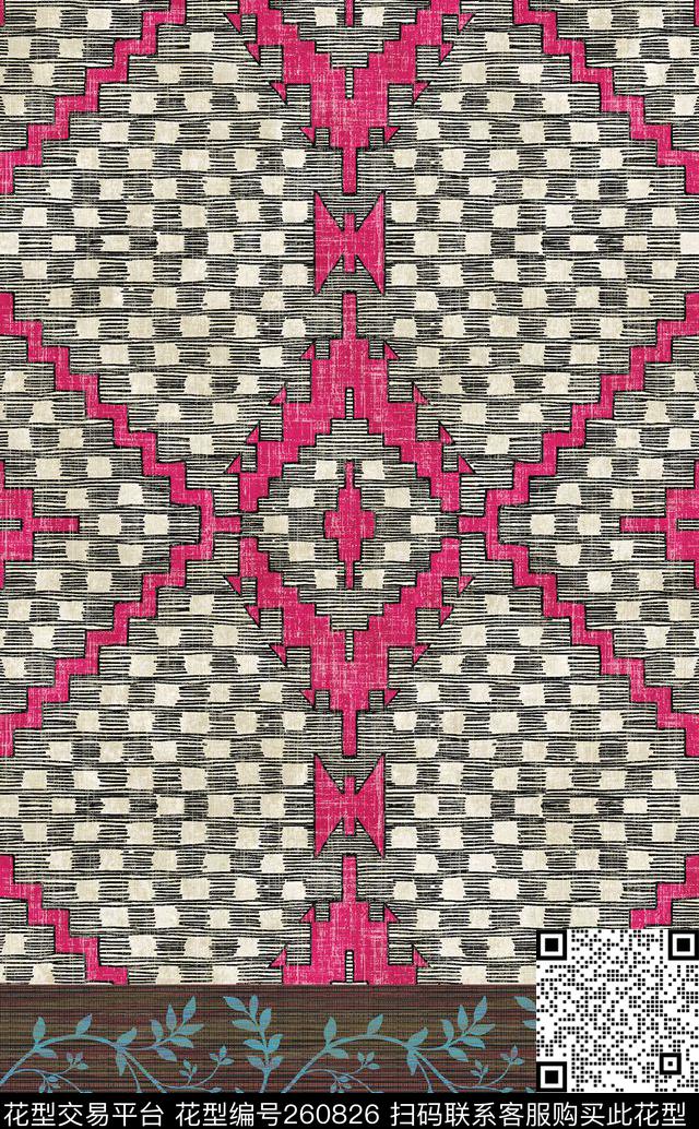 几何格子民族传统印花华亿平台下载（图片编号: 260826） - 瓦栏（Walan）