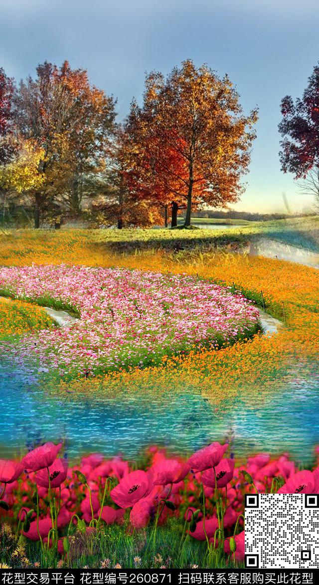 定位花卉景色数码印花华亿平台下载（图片编号: 260871） - 瓦栏（Walan）