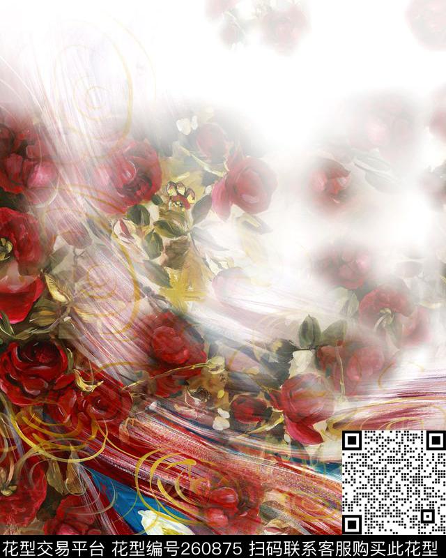 定位花卉梦幻数码印花华亿平台下载（图片编号: 260875） - 瓦栏（Walan）