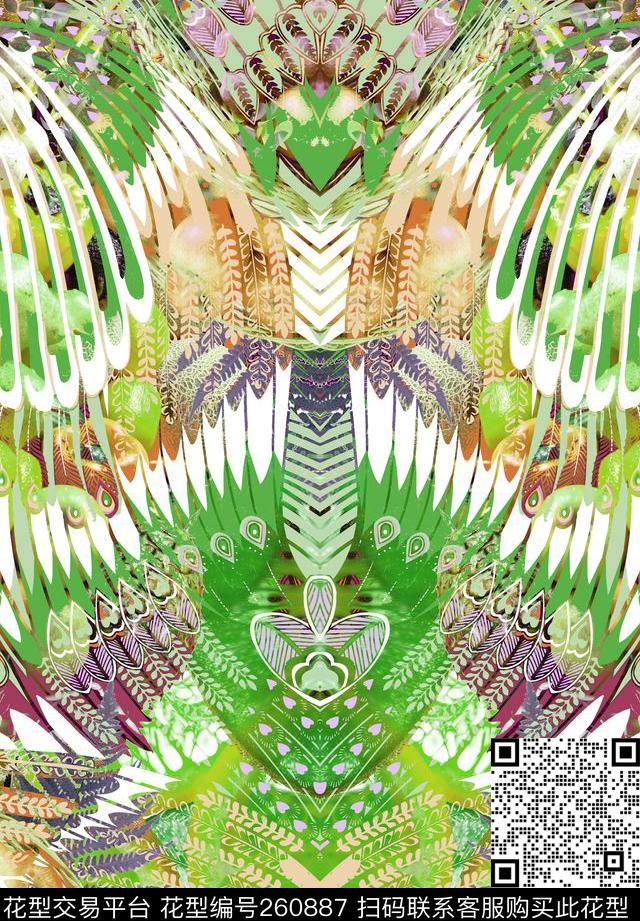 定位羽毛抽象数码印花华亿平台下载（图片编号: 260887） - 瓦栏（Walan）