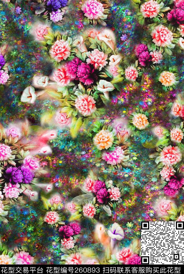 花卉数码印花华亿平台下载（图片编号: 260893） - 瓦栏（Walan）