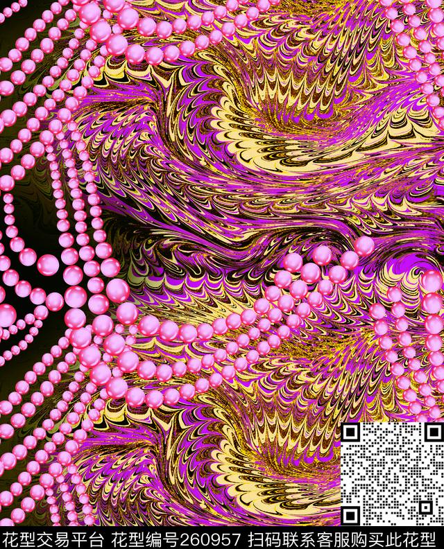 珠宝项链华丽印度风情中东风情珠宝数码印花华亿平台下载（图片编号: 260957） - 瓦栏（Walan）