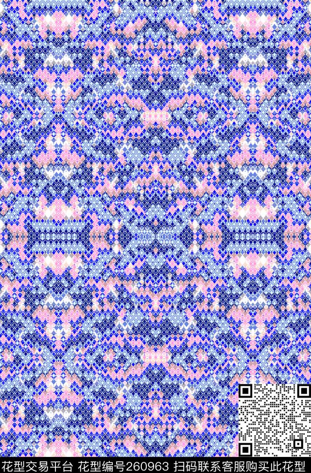 马赛克欧式北欧经典花纹十字绣纹样几何传统印花华亿平台下载（图片编号: 260963） - 瓦栏（Walan）