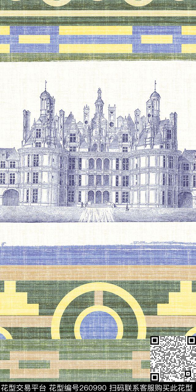 几何建筑现代数码印花华亿平台下载（图片编号: 260990） - 瓦栏（Walan）