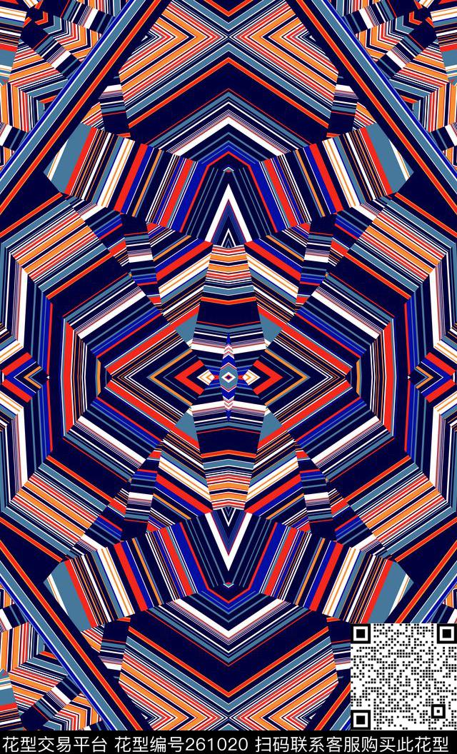 几何条纹经典数码印花华亿平台下载（图片编号: 261020） - 瓦栏（Walan）