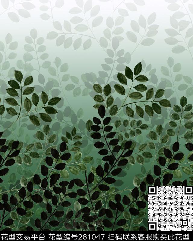 树叶定位清新数码印花华亿平台下载（图片编号: 261047） - 瓦栏（Walan）
