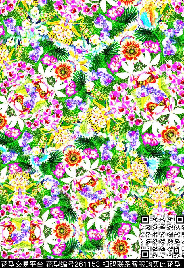 花卉多彩田园数码印花华亿平台下载（图片编号: 261153） - 瓦栏（Walan）