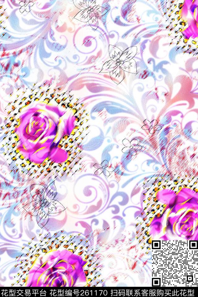 花卉淡雅浪漫传统印花华亿平台下载（图片编号: 261170） - 瓦栏（Walan）