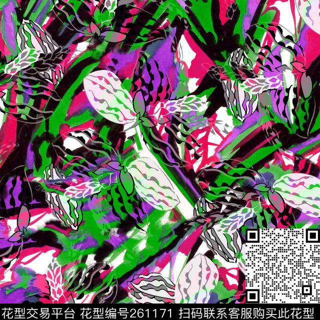 植物抽象热带风情树叶肌理U-植物花卉/Botany传统印花华亿平台下载（图片编号: 261171） - 瓦栏（Walan）