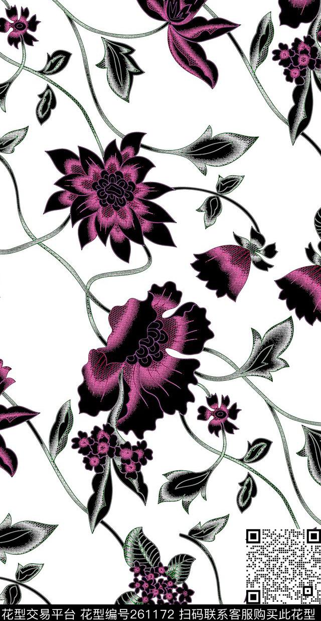 花卉富贵淡雅传统印花华亿平台下载（图片编号: 261172） - 瓦栏（Walan）