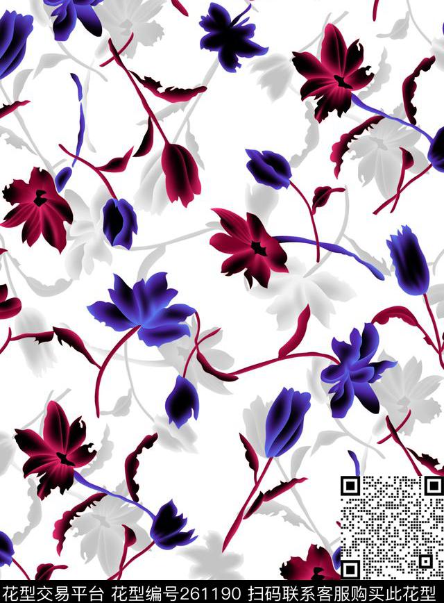花卉清新幽兰传统印花华亿平台下载（图片编号: 261190） - 瓦栏（Walan）