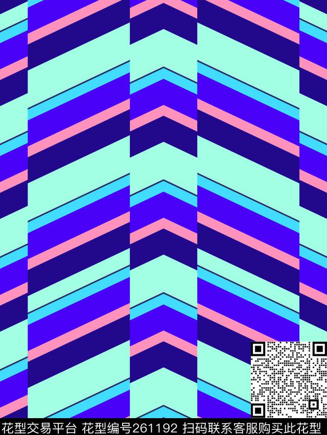 几何断带条纹传统印花华亿平台下载（图片编号: 261192） - 瓦栏（Walan）