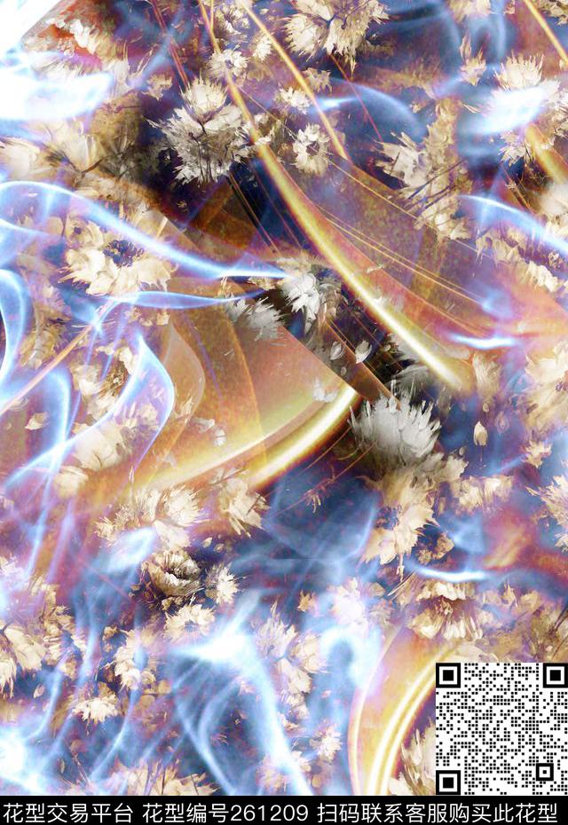 花卉抽象光影数码印花华亿平台下载（图片编号: 261209） - 瓦栏（Walan）