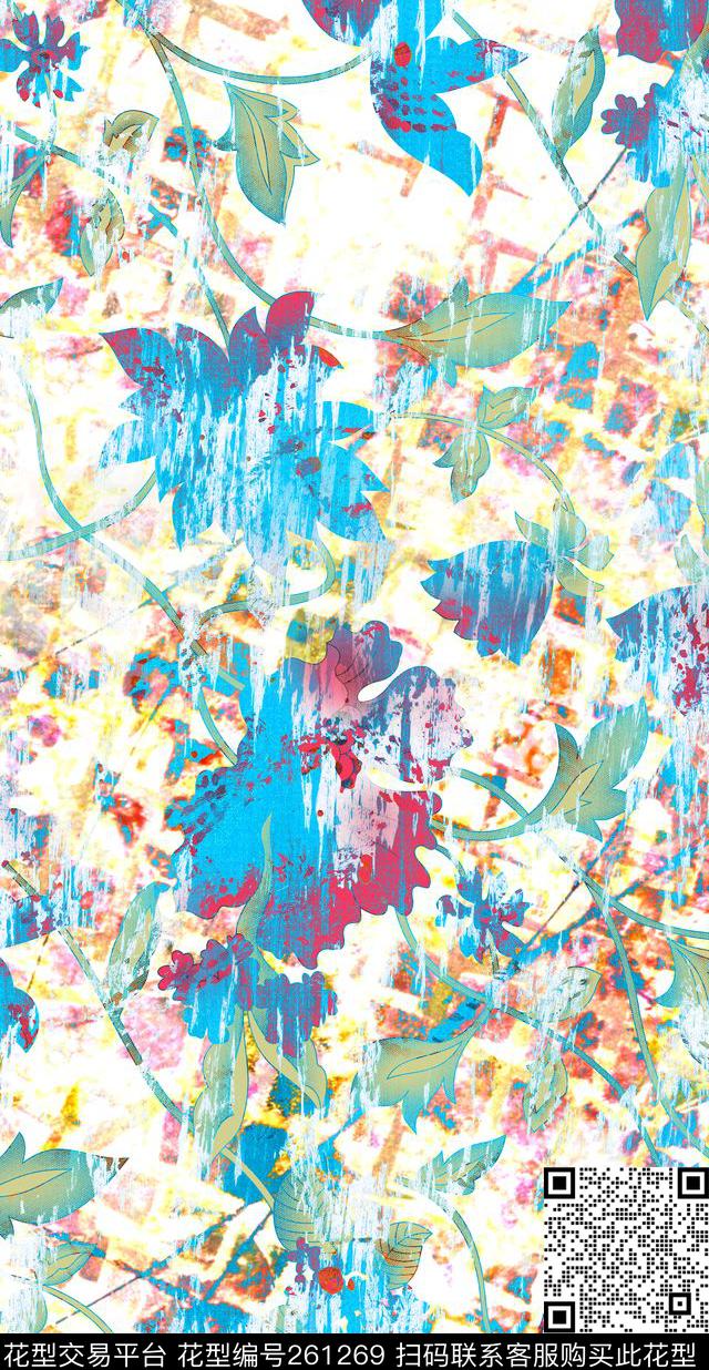 花卉淡雅清新数码印花华亿平台下载（图片编号: 261269） - 瓦栏（Walan）