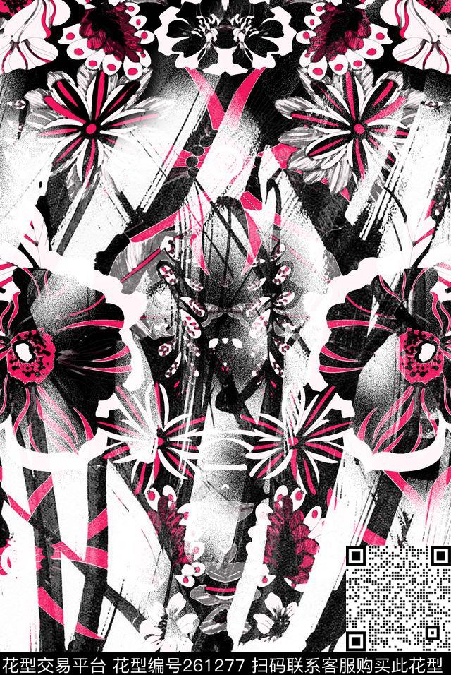 花卉光影雅致传统印花华亿平台下载（图片编号: 261277） - 瓦栏（Walan）