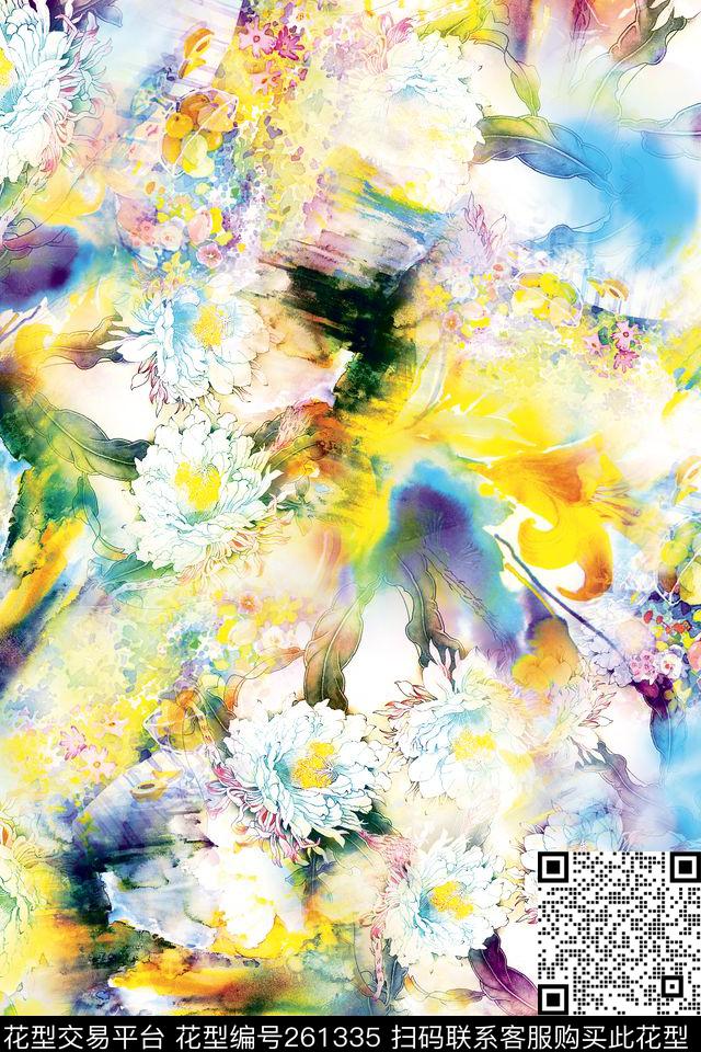 花卉炫彩梦幻数码印花华亿平台下载（图片编号: 261335） - 瓦栏（Walan）