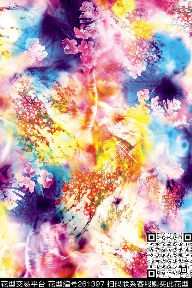 花卉明丽幻彩数码印花华亿平台下载（图片编号: 261397） - 瓦栏（Walan）