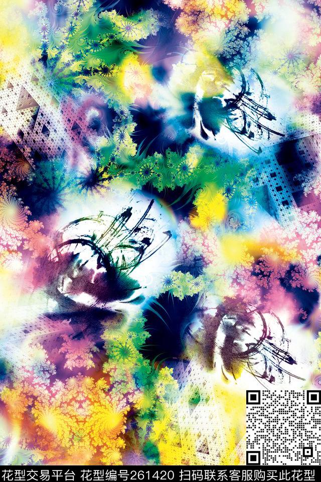 花卉淡雅幻彩数码印花华亿平台下载（图片编号: 261420） - 瓦栏（Walan）